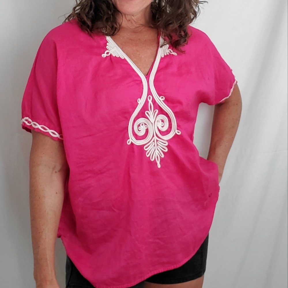 Jaclyn Smith vibrant pink tunic